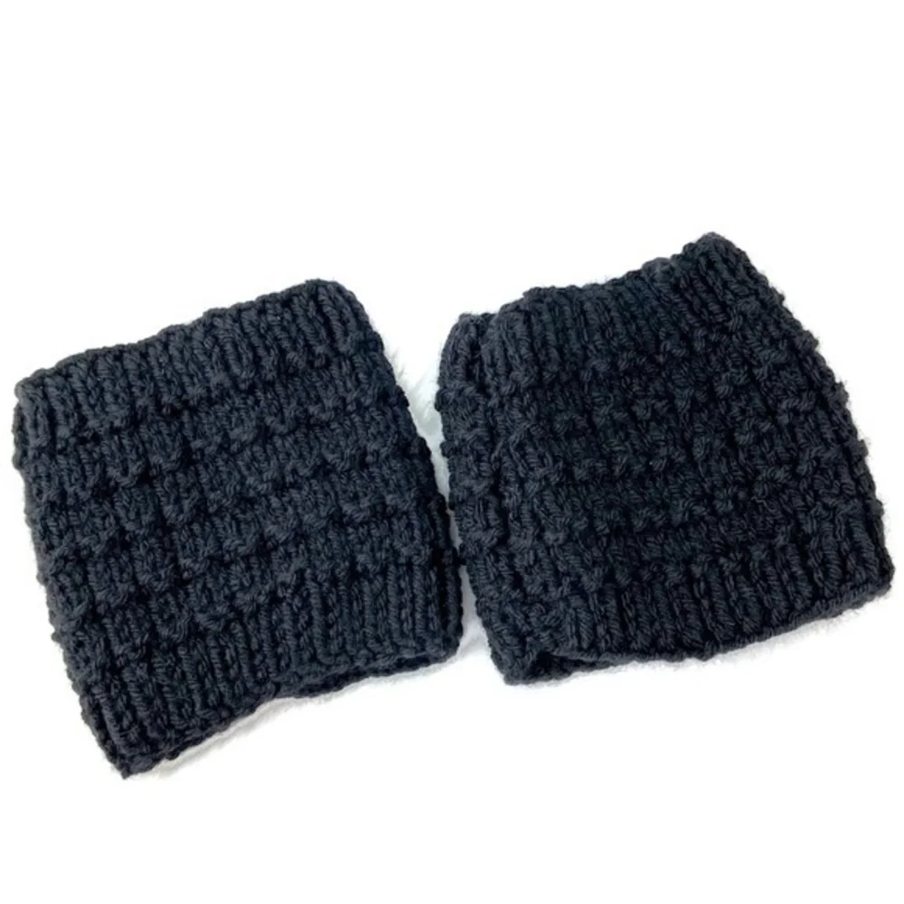 Black Handmade Boot‎ Cuffs Crochet Knit